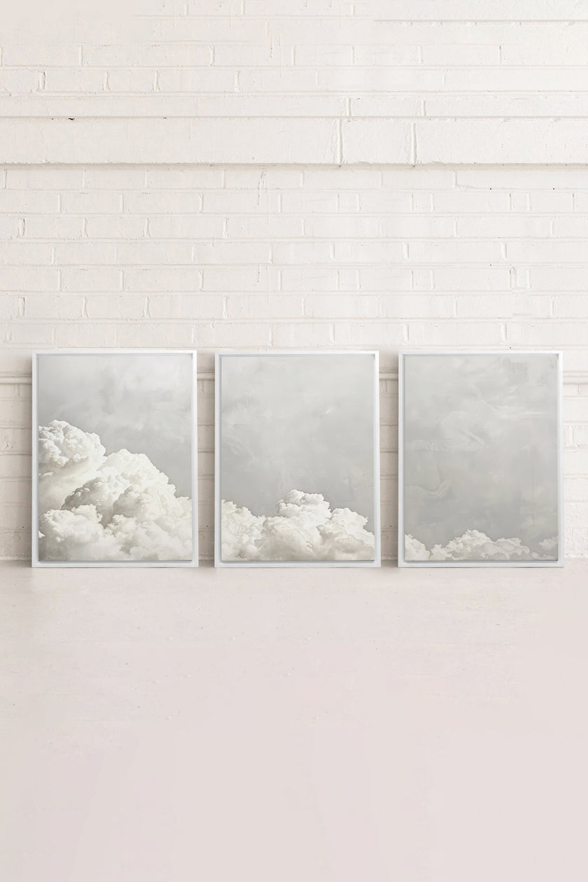 ANTIQUE CLOUDSCAPE TRIO (3 Oeuvres sur toile étirée)