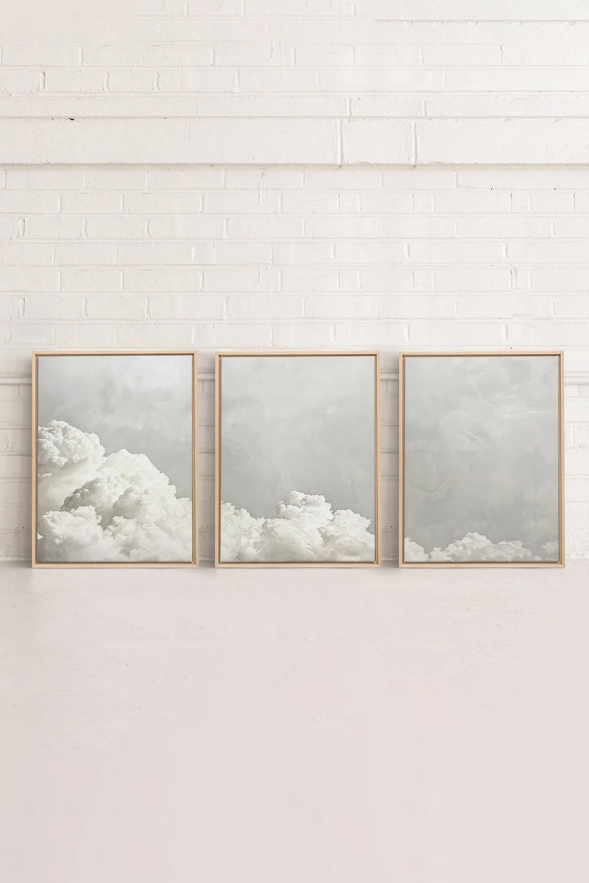 ANTIQUE CLOUDSCAPE TRIO (3 Oeuvres sur toile étirée)