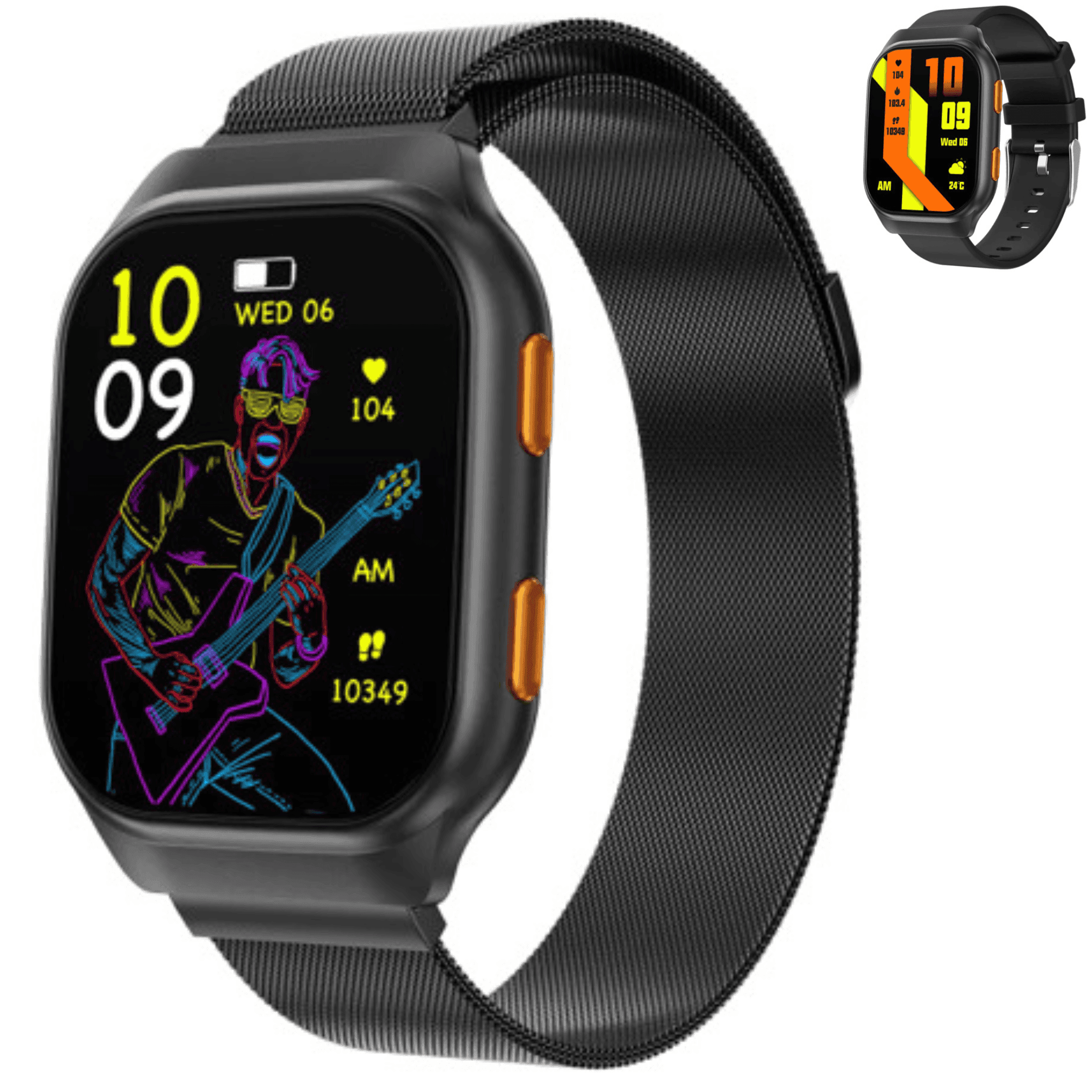 TUTT AMOLED Screen Smartwatch | Always-On Display | Health & Fitness Tracker | YOKO | IP68 Men & Women Smartwatch (Two Straps)