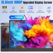 TUTT 15.6″ Dual Screen Portable Monitor, Silver Ultra Thin & Light |USB-C + HDMI Setup, Built-In Speaker + Leather Bag | H5 Video Transmission Cable Included P7