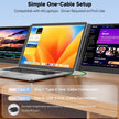 TUTT 15.6″ Dual Screen Portable Monitor | Single USB-C Cable Setup |  Silver Ultra Thin & Light, Built-In Speaker + Leather Bag | P7 Pro