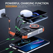 TUTT Solar Power Bank 30,000mAh Rugged Magnetic Wireless Power Bank | MagSafe Built-in Cable, Flashlight | USB-C/Lightning/Micro-USB S5