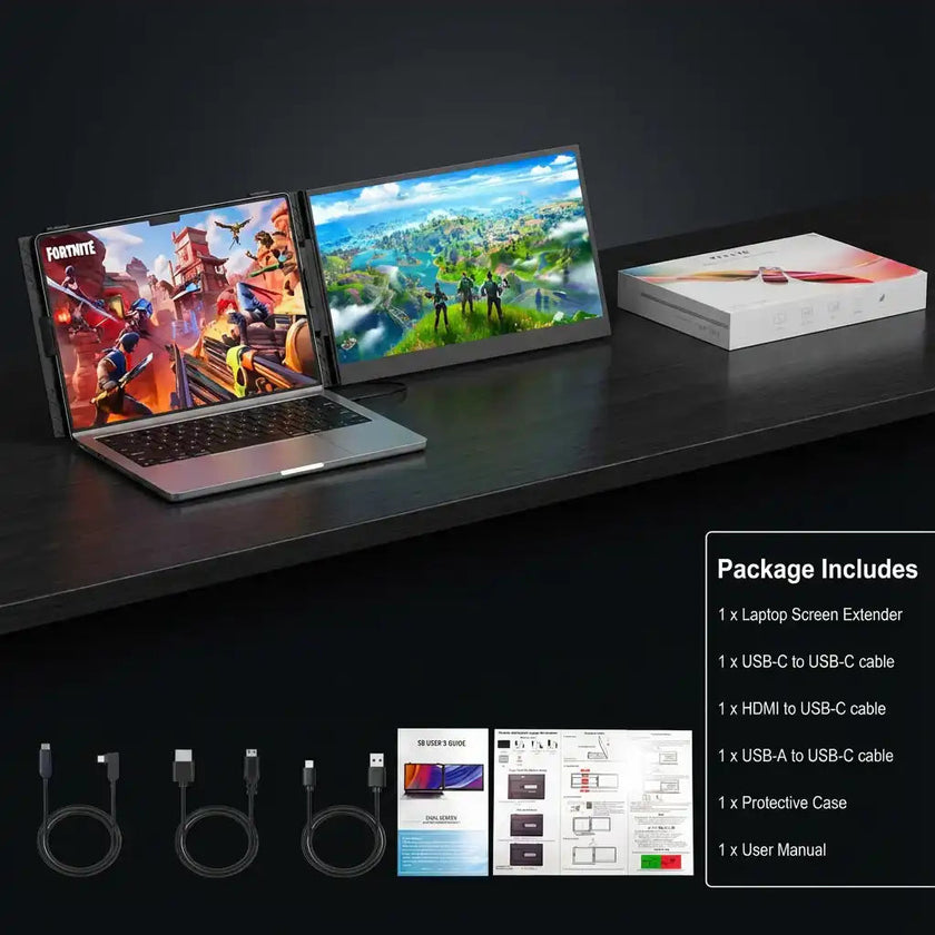 TUTT 14” Laptop Screen Extender | Ultra Thin Portable Monitor for Windows, Mac, USB-C & HDMI Devices, S8