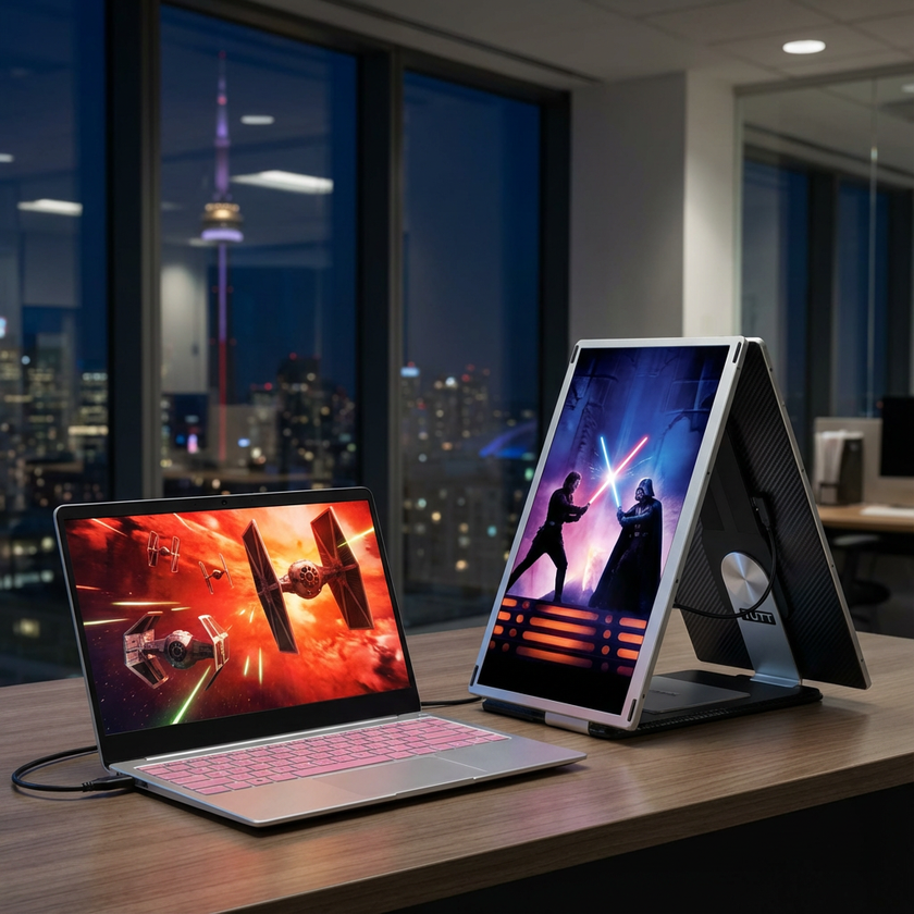 TUTT 15.6” FHD Portable Monitor – S6 Triple Screen Extender, USB-C/HDMI, 7 Viewing Modes | All Devices Compatible with Converter Cable (H5 Included)