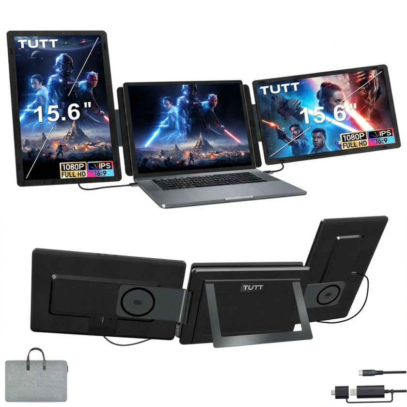 TUTT 15.6 Laptop Screen Extender Rugged Design | Portable Monitor For Laptop with H5 Converter Cable S9