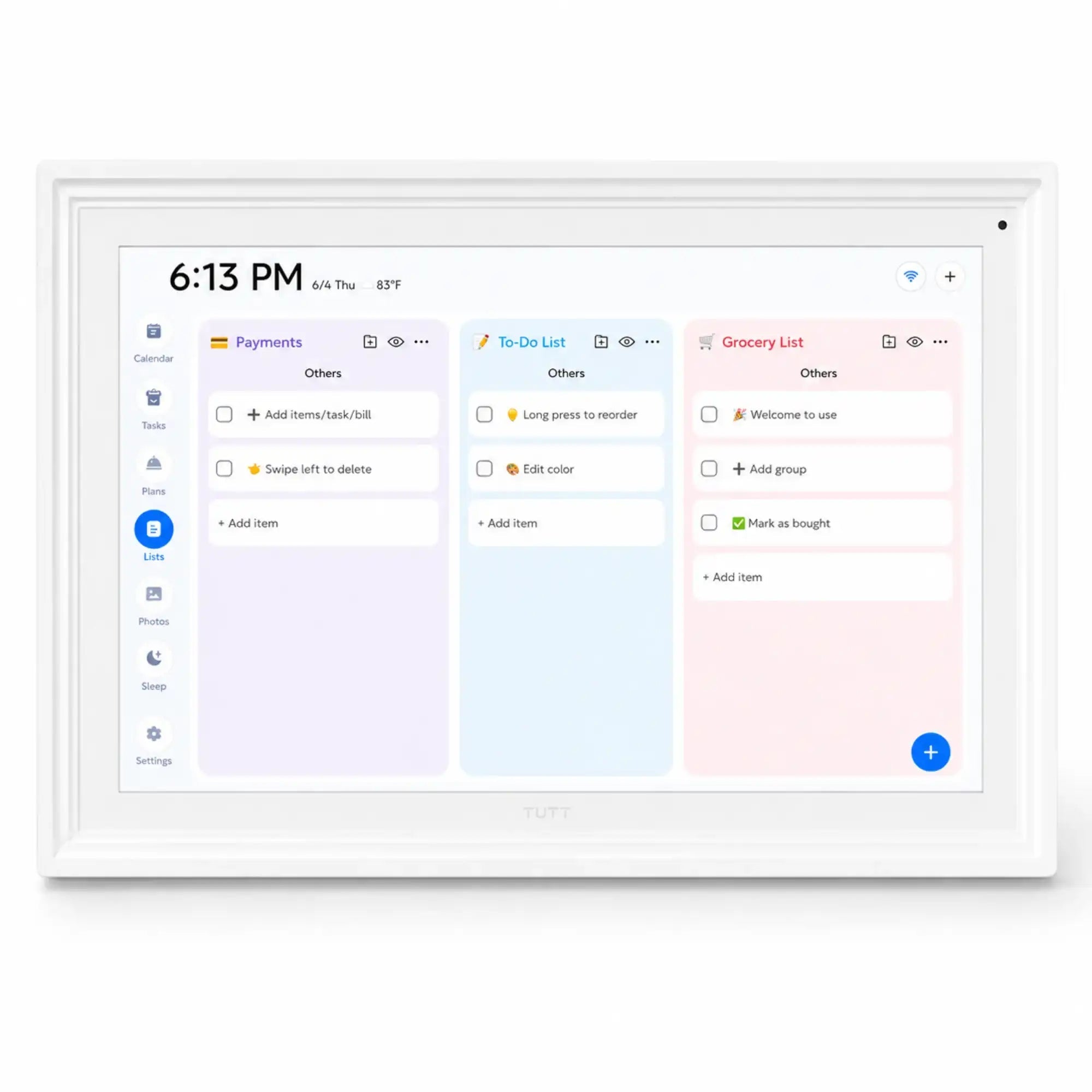 TUTT 15.6” Smart Digital Calendar Pro | Touchscreen Family Organizer, Chore Chart, Photo & Video Frame with Upgraded Stand