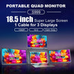 TUTT 18.5″ Quad Screen Portable Monitor For Laptop S999 | Single Cable Setup | 1080p IPS | sRGB 100%