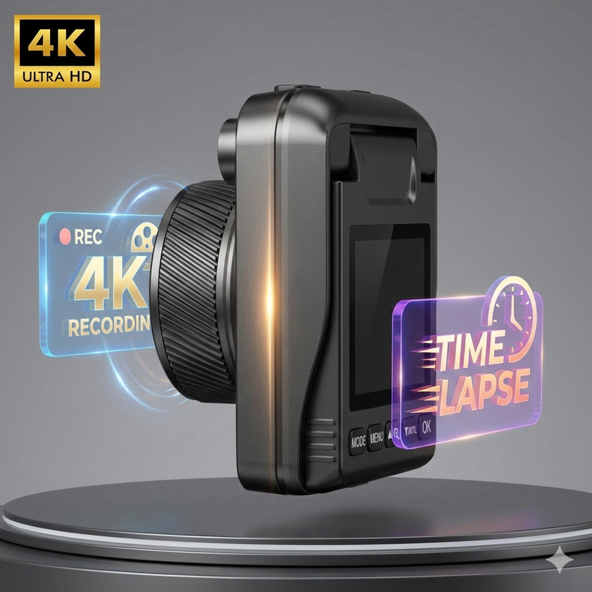 TUTT 4K Time Lapse Camera - 32MP Professional Construction & Vlogging Action Camera T7