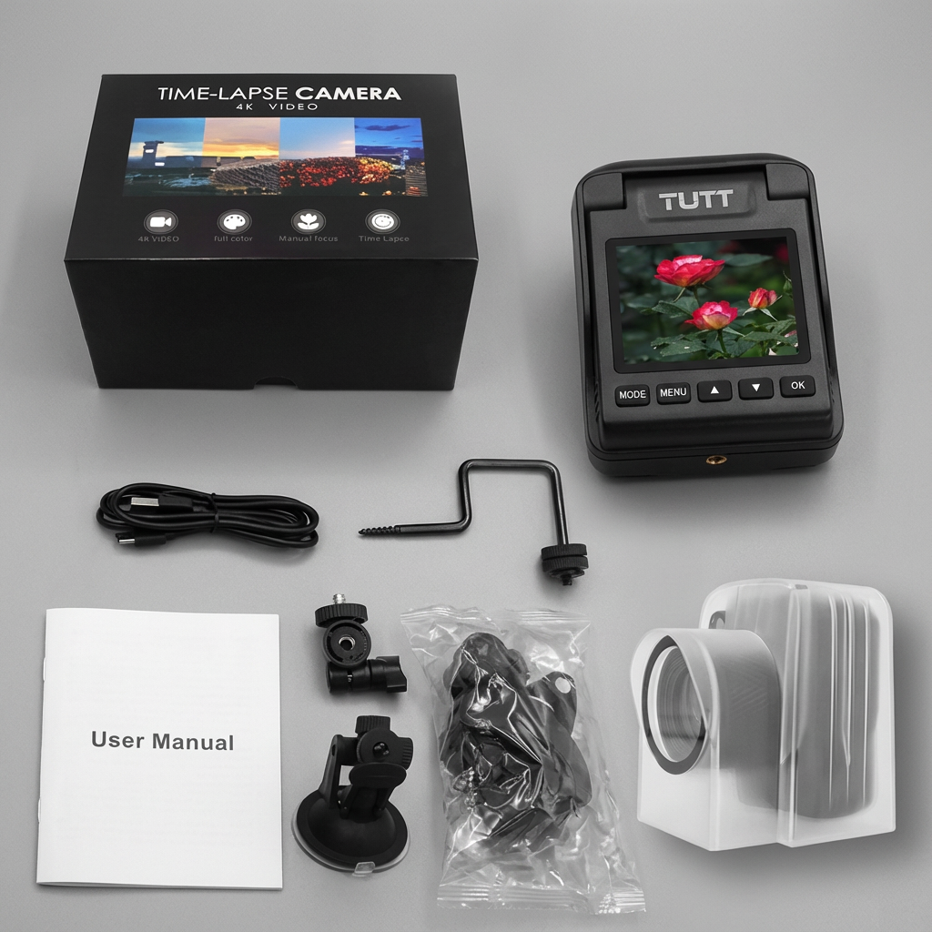 TUTT 4K Time Lapse Camera - 32MP Professional Construction & Vlogging Action Camera T7