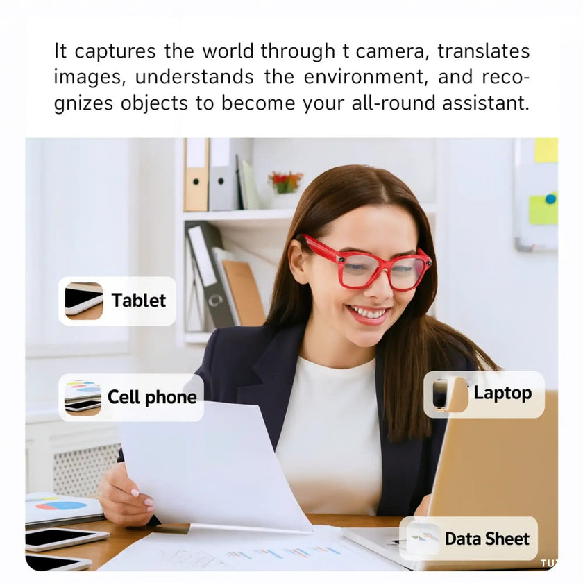 TUTT AI Glasses | Smart Sunglasses HD Camera + AI Integration & Intelligent Object Recognition | Replaceable with Prescription Lenses GS10-V