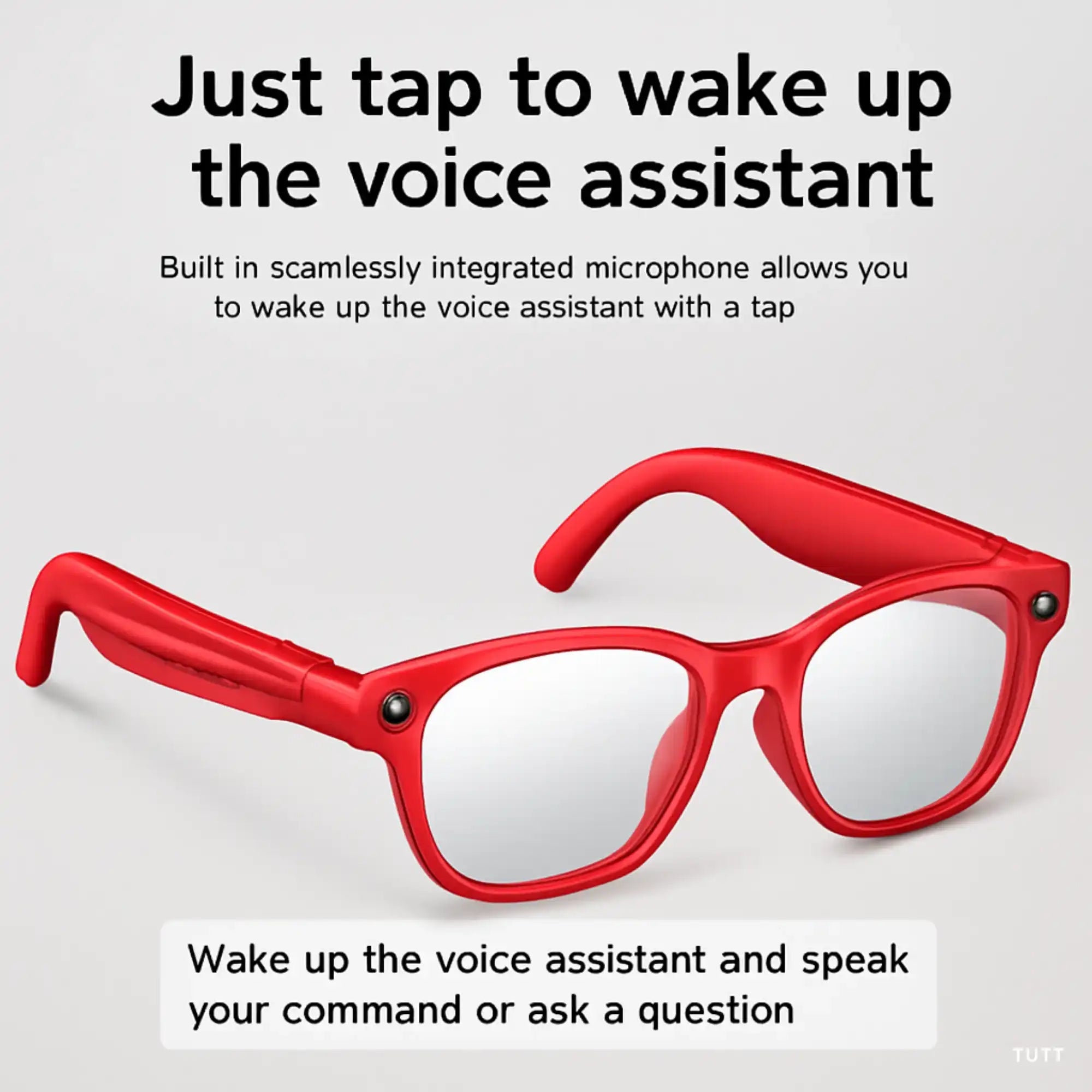 TUTT AI Glasses | Smart Sunglasses HD Camera + AI Integration & Intelligent Object Recognition | Replaceable with Prescription Lenses GS10-V