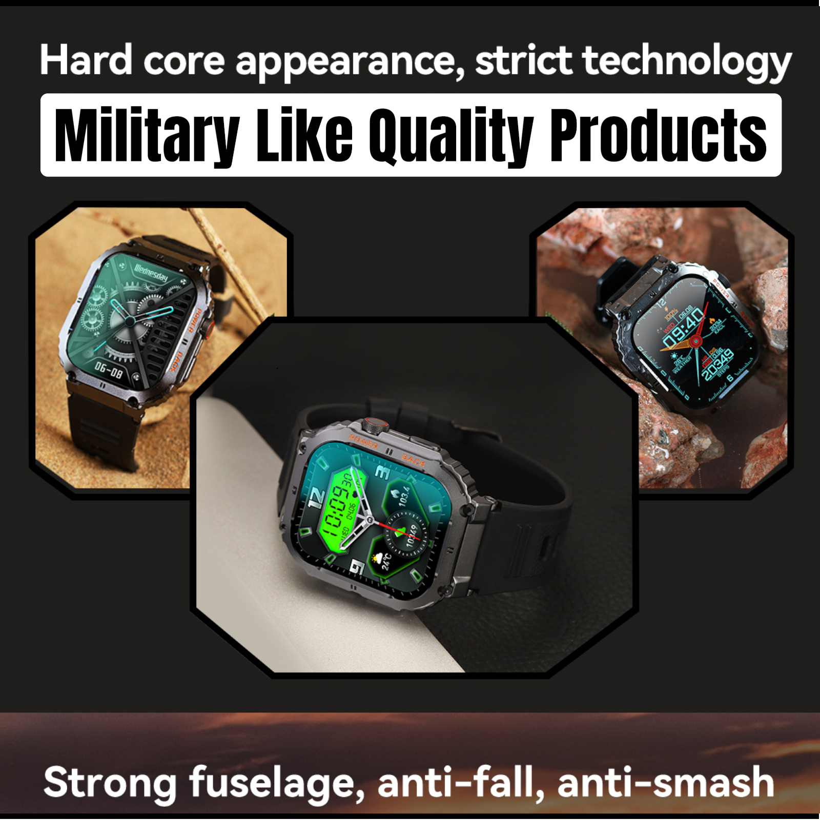 TUTT Military Smart Watch for Men | 3ATM Waterproof 1.96