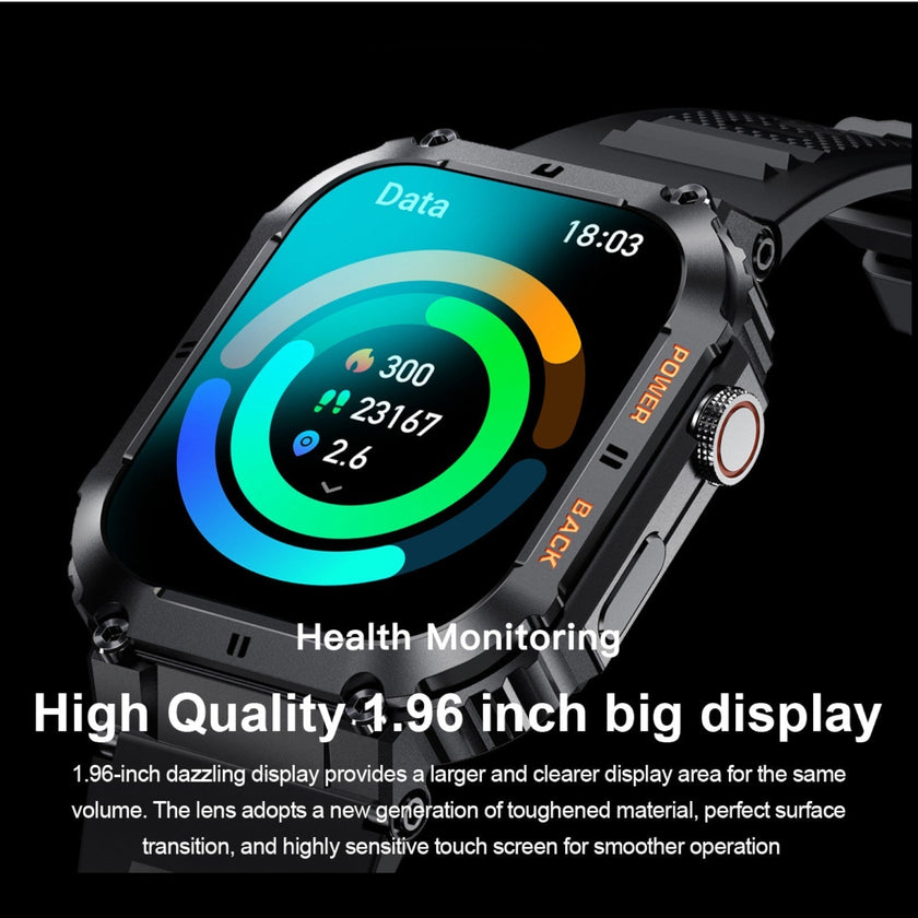 TUTT Military Smart Watch for Men | 3ATM Waterproof 1.96