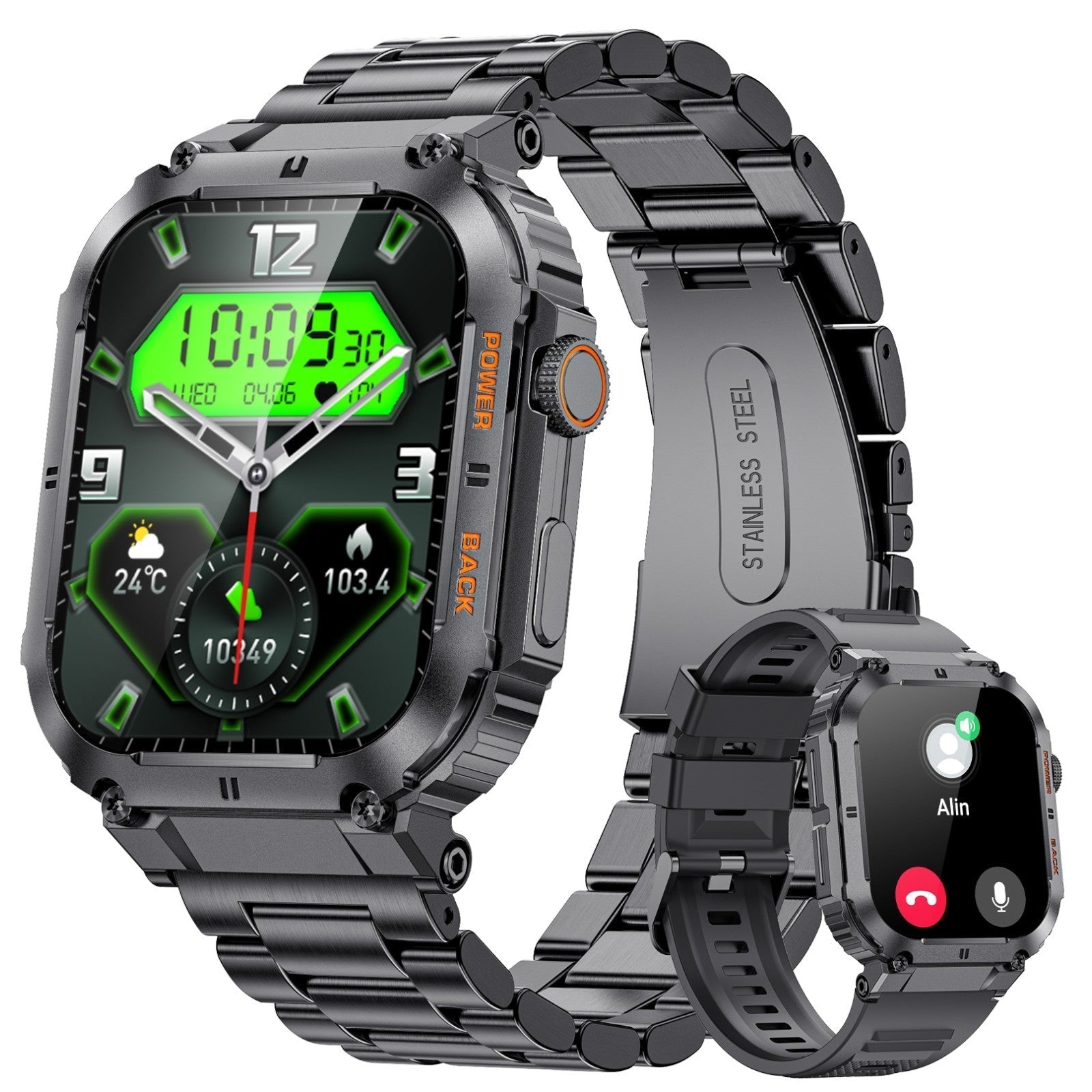 TUTT Military Smart Watch for Men | 3ATM Waterproof 1.96