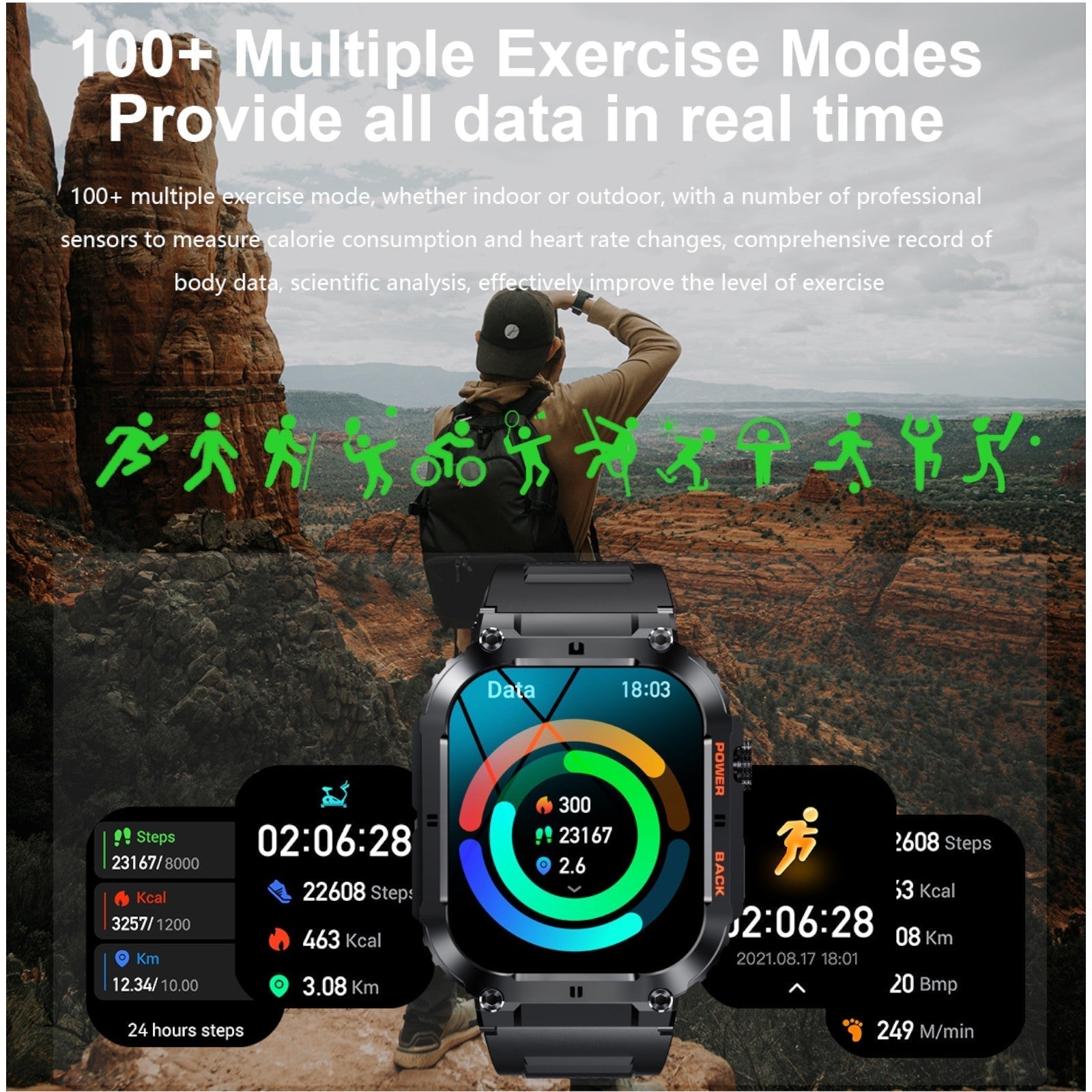 TUTT Military Smart Watch for Men | 3ATM Waterproof 1.96