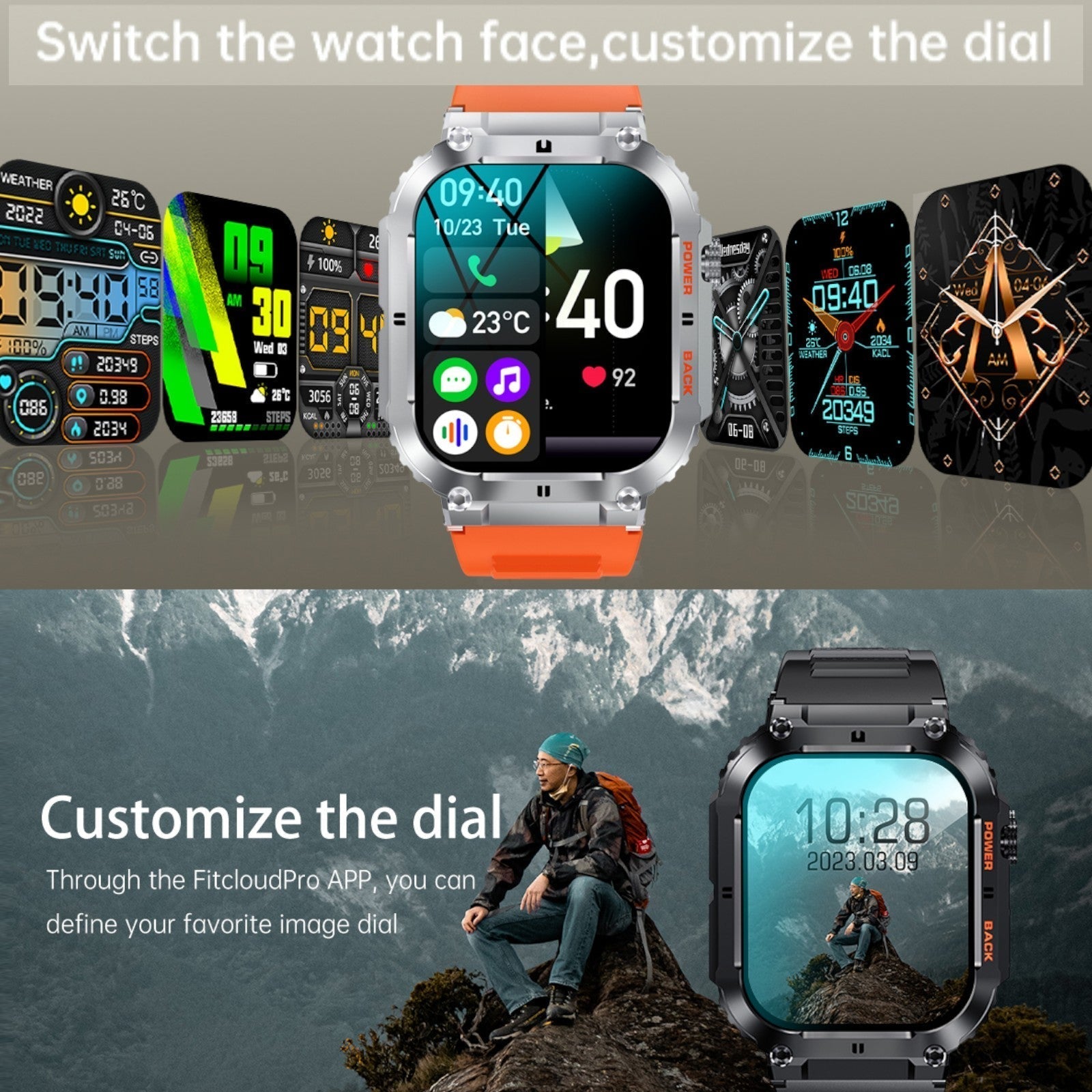 TUTT Military Smart Watch for Men | 3ATM Waterproof 1.96