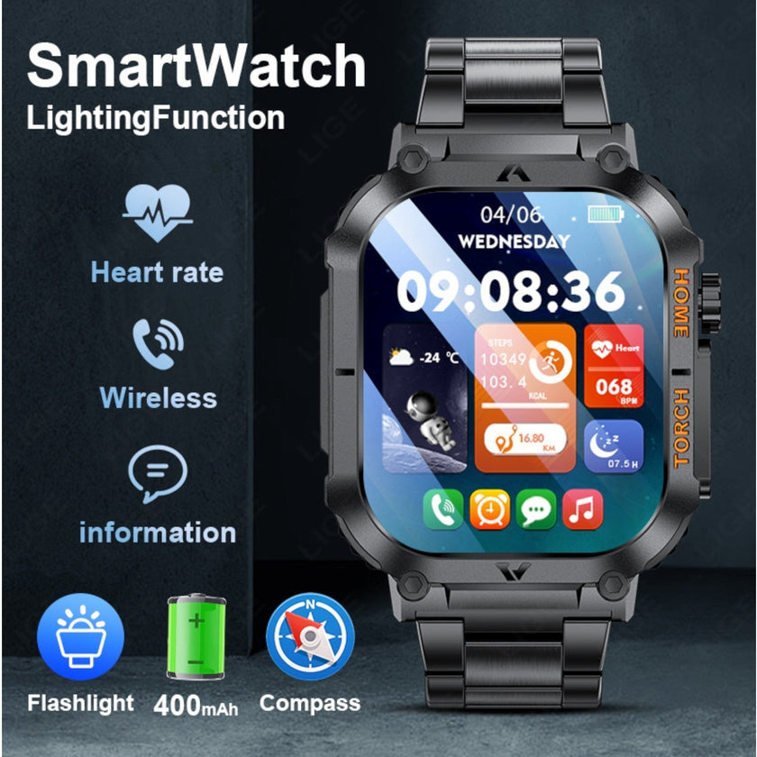 TUTT Military Smart Watch for Men | 3ATM Waterproof 1.96