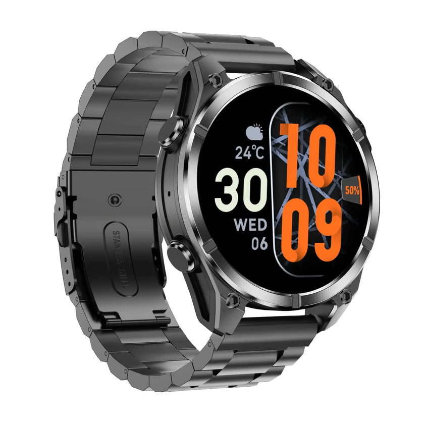 TUTT Tactical Smart Watch For Men | 1.43 Dial | Compass Flashlight Chat-GPT 3TAM Waterproof | Rugged Fitness and Health Tracker | H300 Smartwatch 400mAh Battery