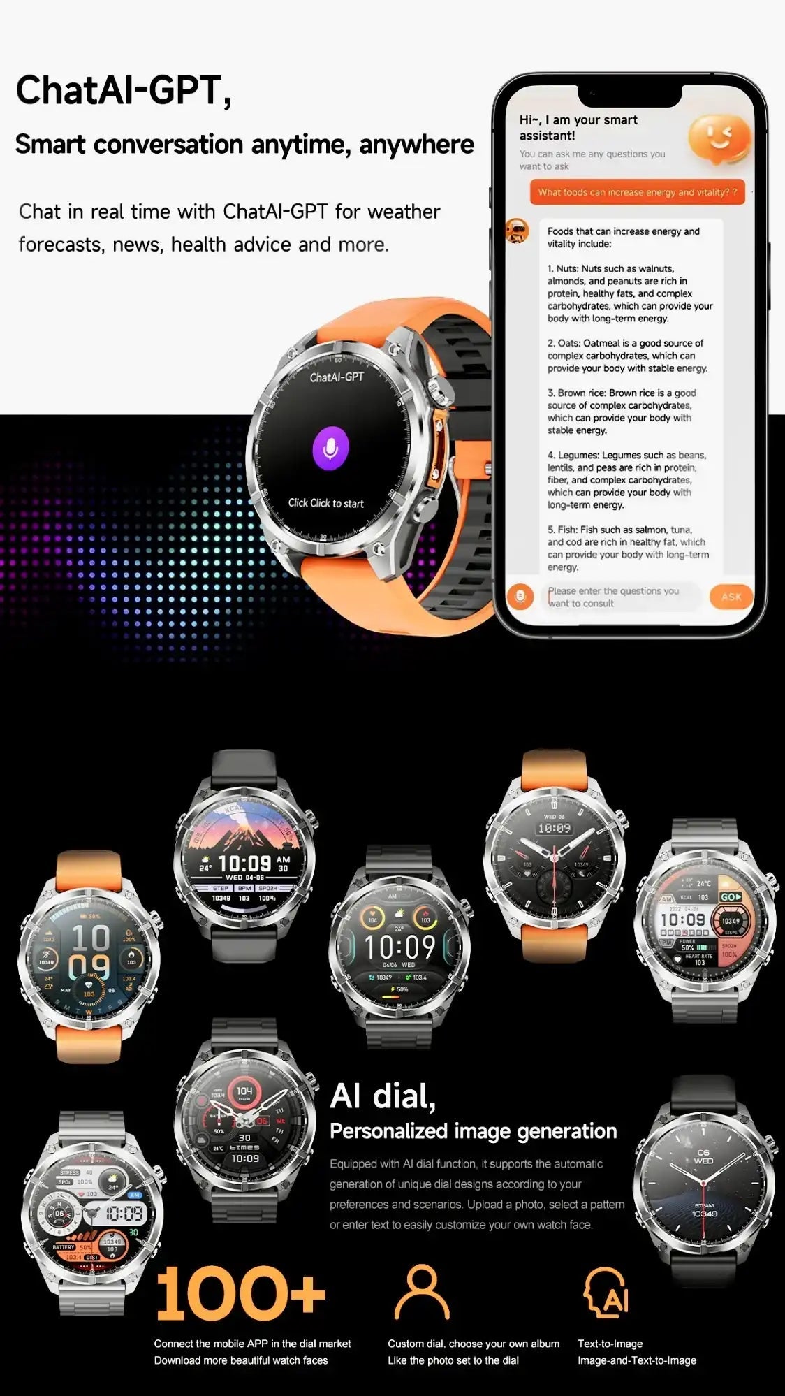 TUTT Tactical Smart Watch For Men | 1.43 Dial | Compass Flashlight Chat-GPT 3TAM Waterproof | Rugged Fitness and Health Tracker | H300 Smartwatch 400mAh Battery
