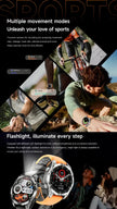 TUTT Tactical Smart Watch For Men | 1.43 Dial | Compass Flashlight Chat-GPT 3TAM Waterproof | Rugged Fitness and Health Tracker | H300 Smartwatch 400mAh Battery