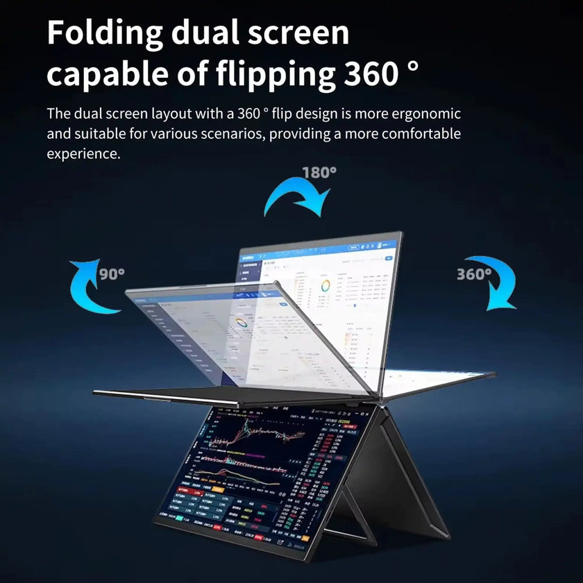 TUTT 18.5” Portable Monitor Dual-Screen E28 | 100Hz | IPS | USB-C & HDMI | No Driver