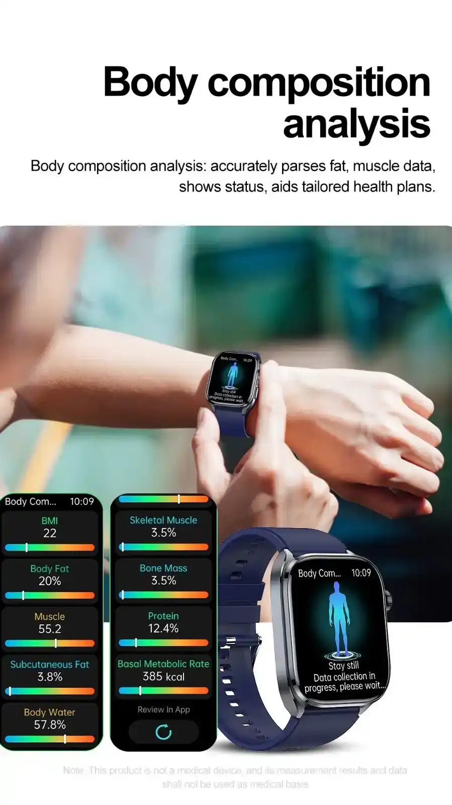 TUTT ECG Smart Watch with, AI Health Monitoring, Body Composition & Bluetooth Calling – 1.39” HD Display, IP68 Waterproof, 340mAh Batter E7