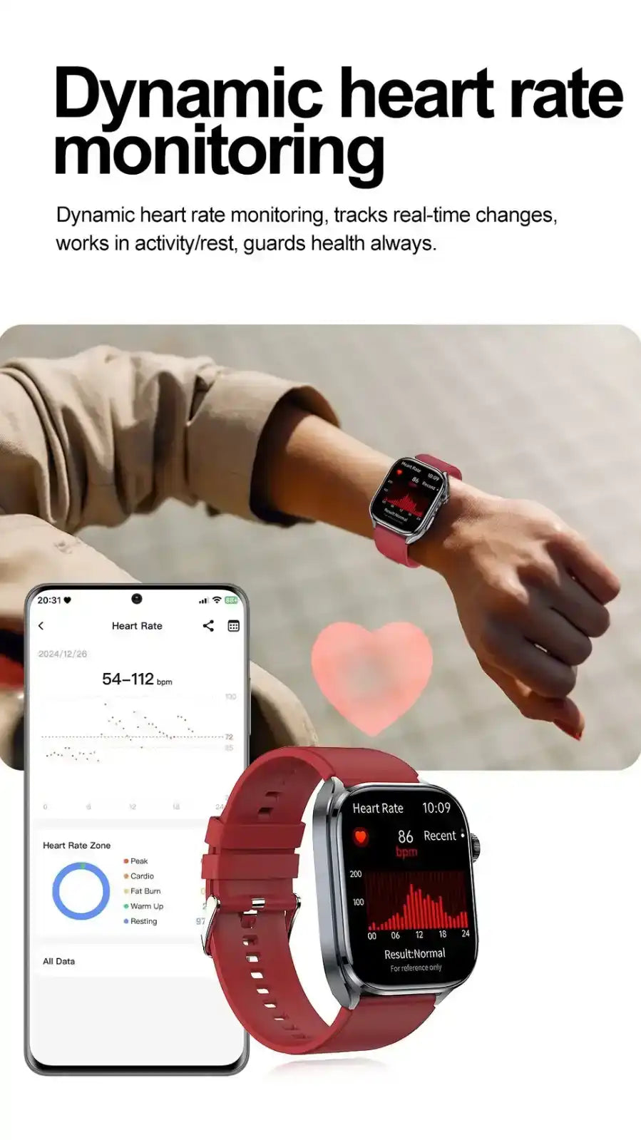 TUTT ECG Smart Watch with, AI Health Monitoring, Body Composition & Bluetooth Calling – 1.39” HD Display, IP68 Waterproof, 340mAh Batter E7