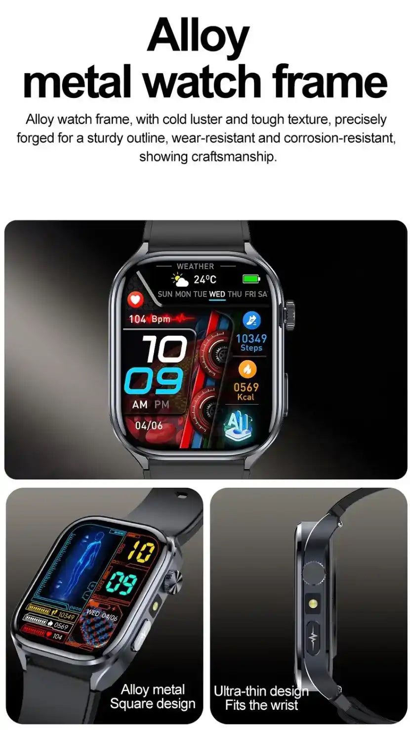 TUTT ECG Smart Watch with, AI Health Monitoring, Body Composition & Bluetooth Calling – 1.39” HD Display, IP68 Waterproof, 340mAh Batter E7