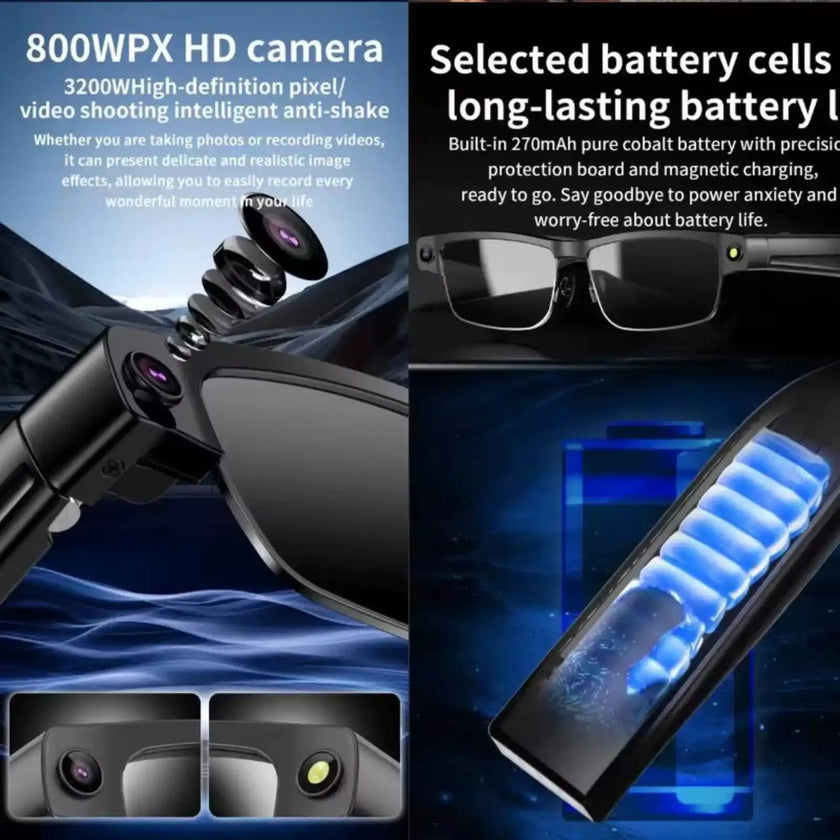 TUTT GS11 AI Glasses | HD Camera + AI Integration & Intelligent Object Recognition | Replaceable with Prescription Lenses