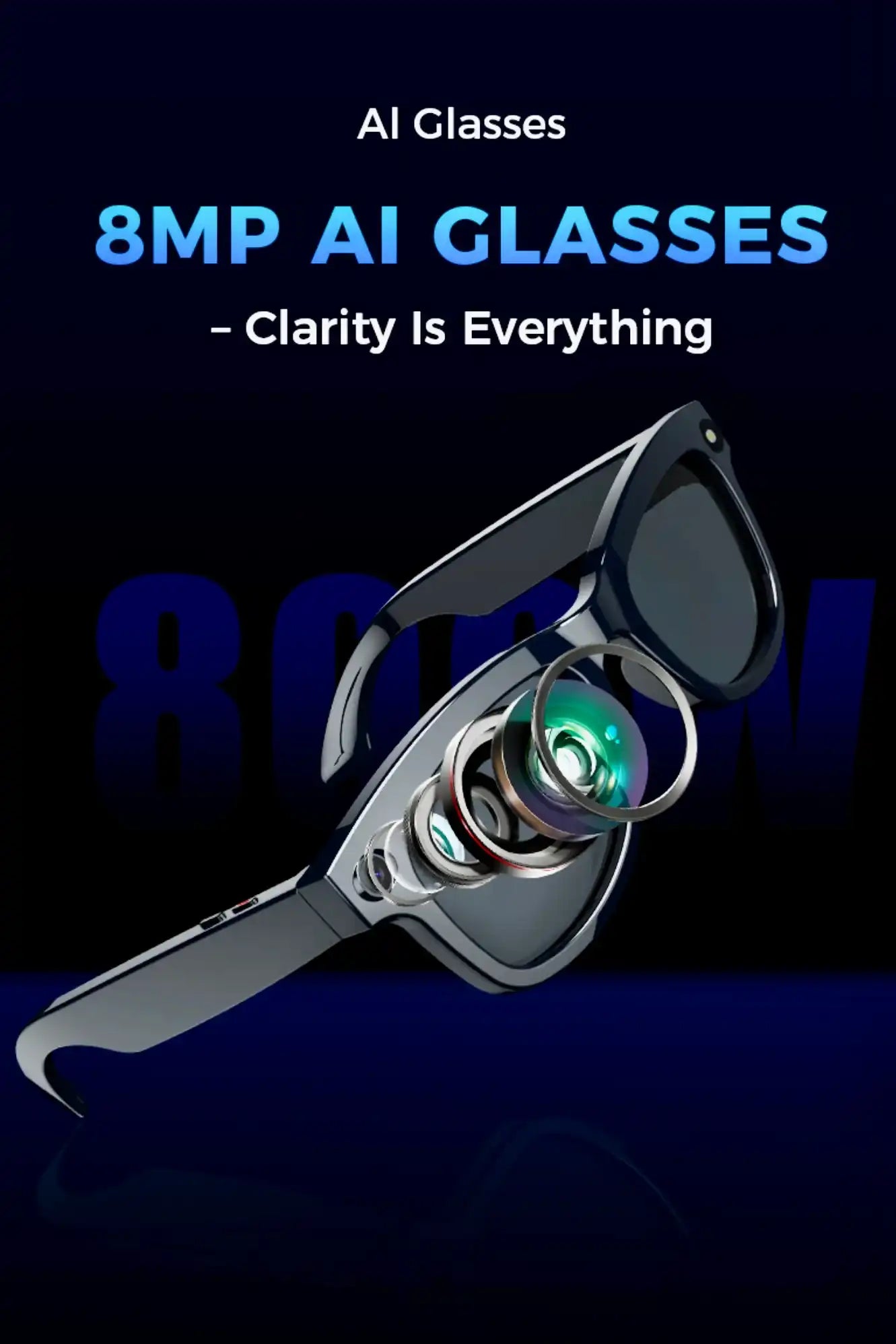 TUTT M1 AI Glasses with ChatGPT | 8MP Camera Photo & Video Smart Sunglasses | AI Translator, Music, Calls & Touch Control | Anti-Blue Light Lenses