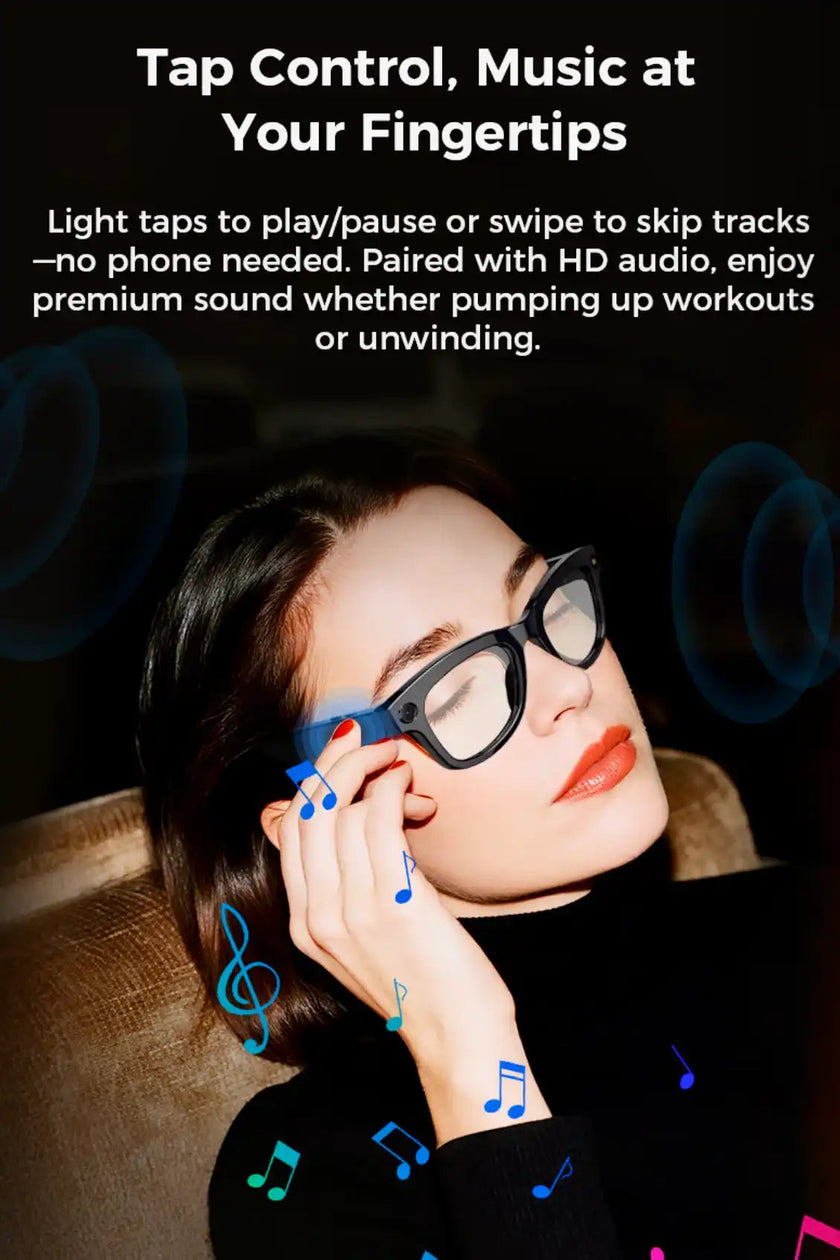 TUTT M1 AI Glasses with ChatGPT | 8MP Camera Photo & Video Smart Sunglasses | AI Translator, Music, Calls & Touch Control | Anti-Blue Light Lenses