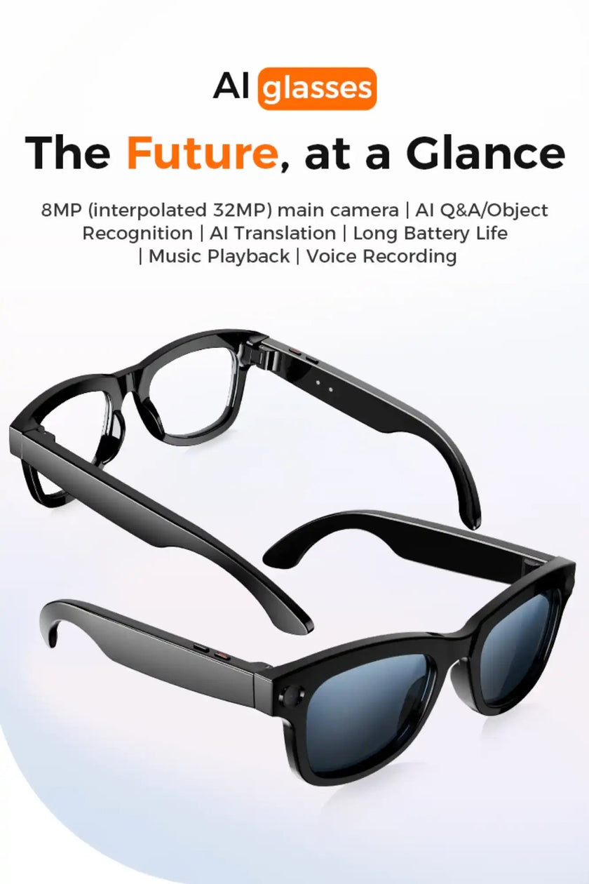 TUTT M1 AI Glasses with ChatGPT | 8MP Camera Photo & Video Smart Sunglasses | AI Translator, Music, Calls & Touch Control | Anti-Blue Light Lenses