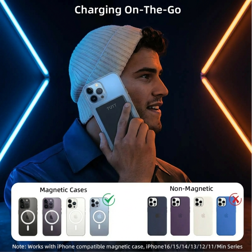 TUTT Power Bank 5000mAh Magnetic Wireless  PD20W Fast Charging | Ultra Slim I5