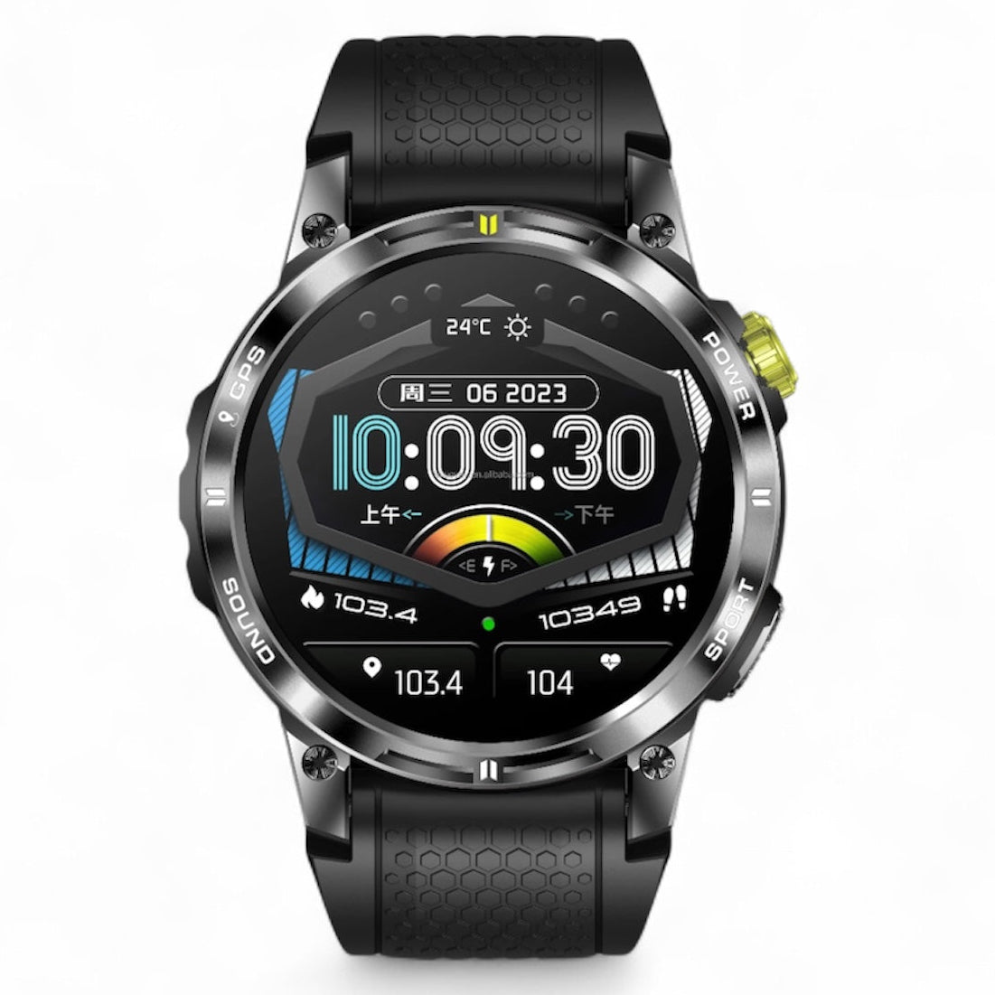 TUTT  Rugged Smartwatch for Men Women | Compass GPS Exercise | AMOLED Metal Dial | 2 Military Straps | Always-On Display Long Battery Life | NX18 Pro