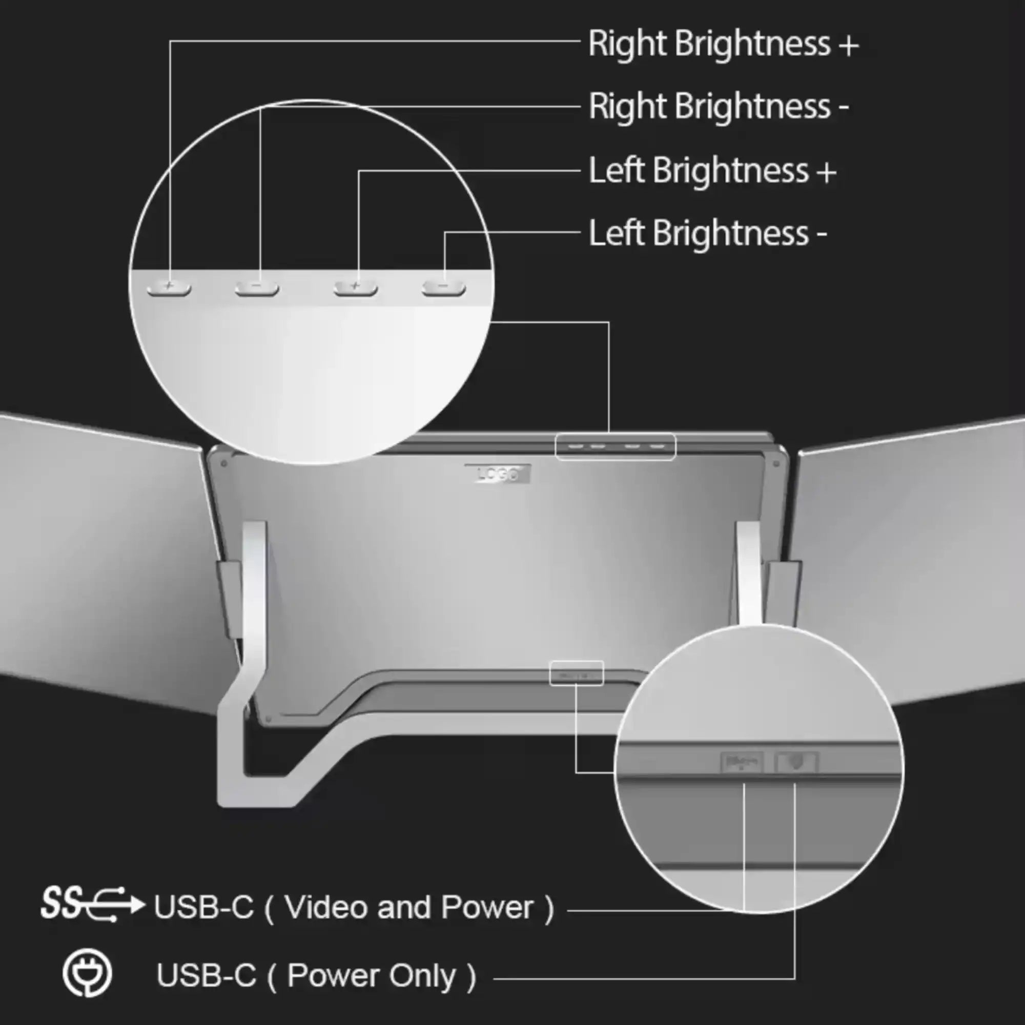 TUTT 16” Dual Portable Monitor | Single Cable Connection | 16:10 Ratio IPS, Stand-Alone Design | Windows, MacBook | S900