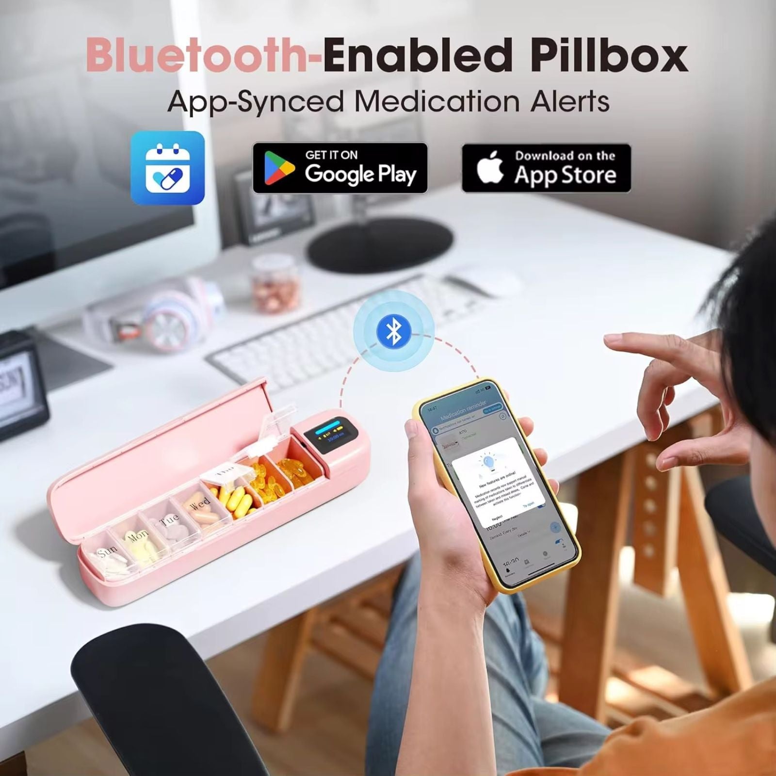 TUTT Smart Pill Organizer | Bluetooth 7-Day Medication Dispenser, Reminder Box | With Alarm for iOS & Android