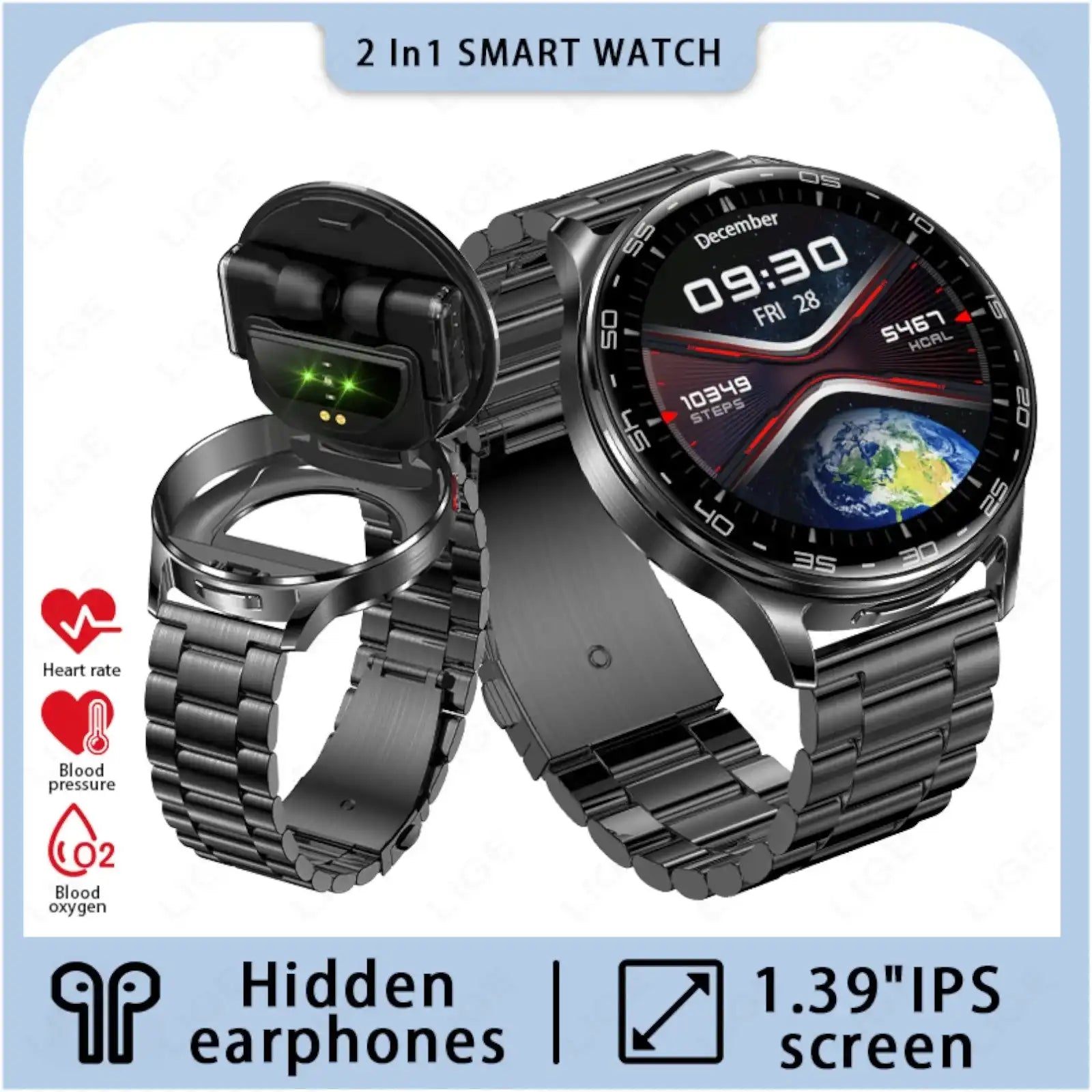 TUTT Smart Watch  For Men BT Earbuds | Android & iOS IP67 Waterproof T7
