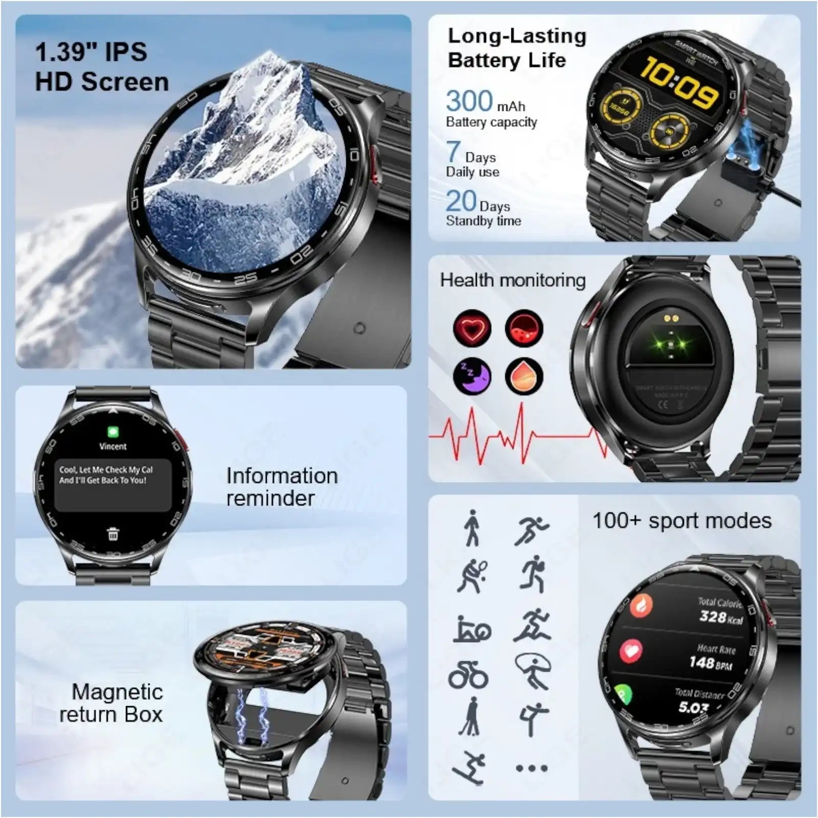 TUTT Smart Watch  For Men BT Earbuds | Android & iOS IP67 Waterproof T7