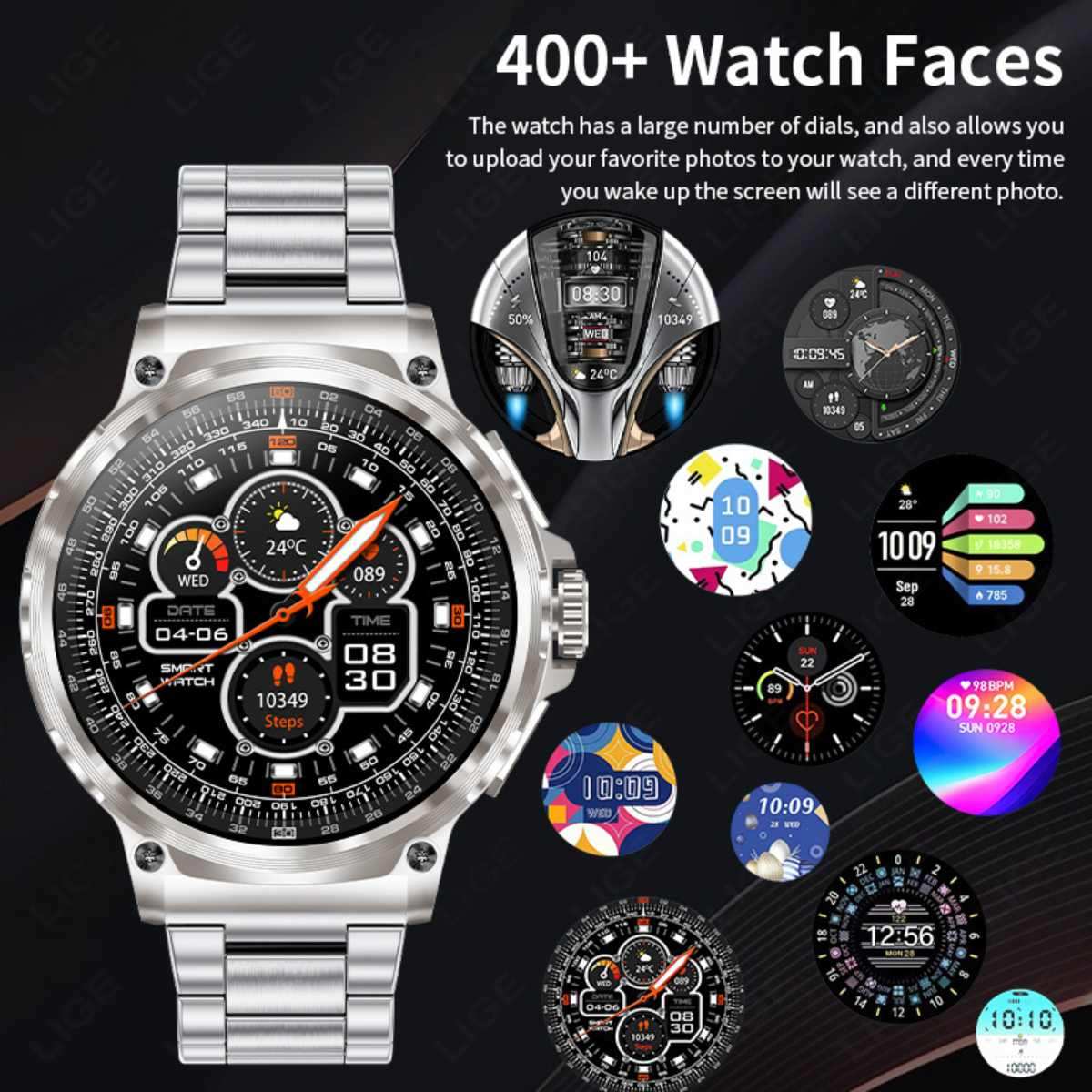 TUTT Military Smartwatch For Men | Metal Case  HD 1.85'' Large Round Screen | 710mah Battery Health & Fitness Smart Watch (3) Straps  V69