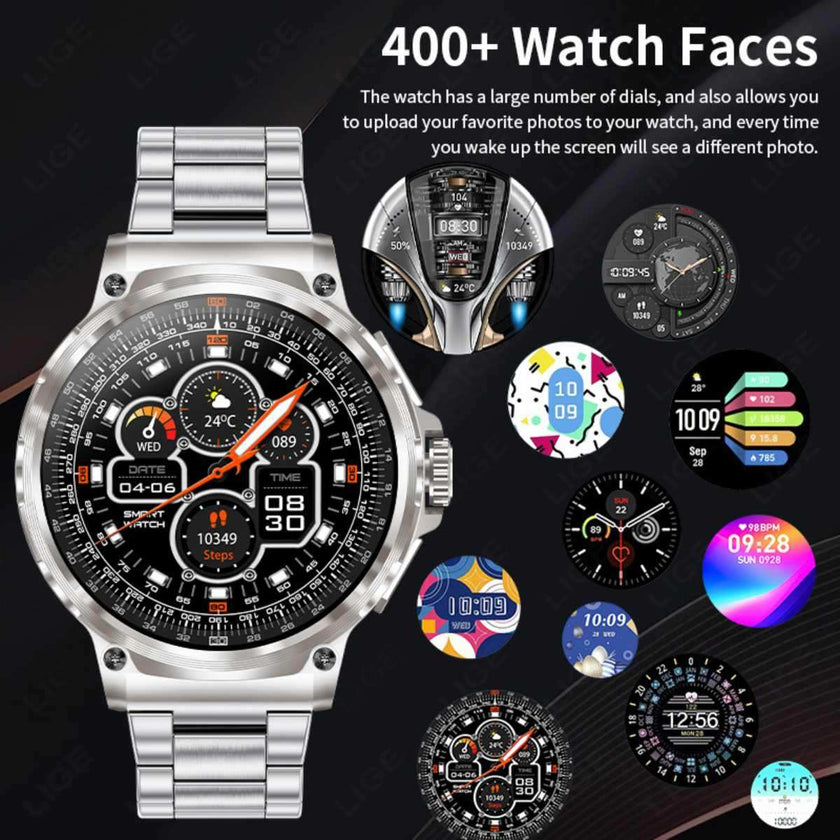 TUTT Military Smartwatch For Men | Metal Case  HD 1.85'' Large Round Screen | 710mah Battery Health & Fitness Smart Watch (3) Straps  V69