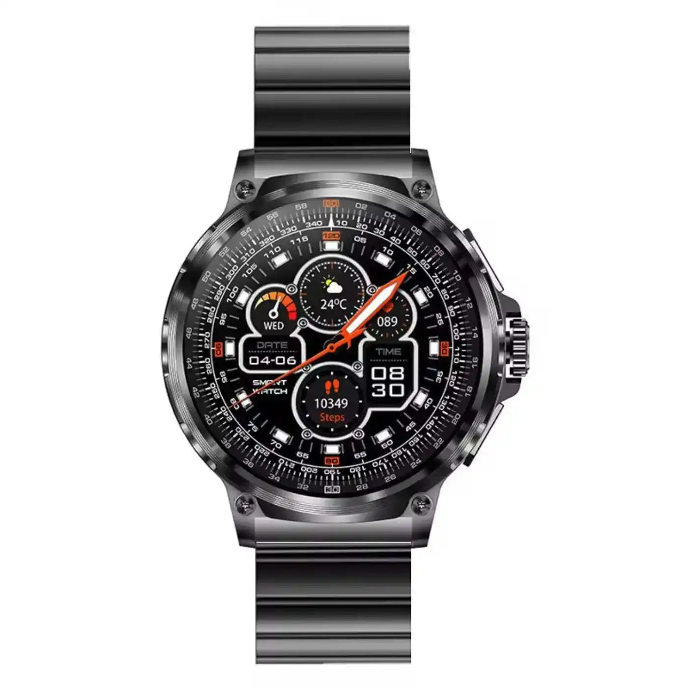 TUTT Military Smartwatch For Men | Metal Case  HD 1.85'' Large Round Screen | 710mah Battery Health & Fitness Smart Watch (3) Straps  V69