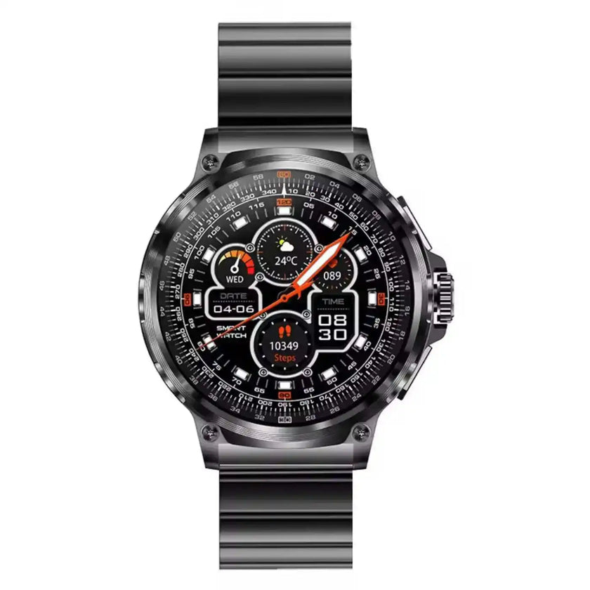 TUTT Military Smartwatch For Men | Metal Case  HD 1.85'' Large Round Screen | 710mah Battery Health & Fitness Smart Watch (3) Straps  V69