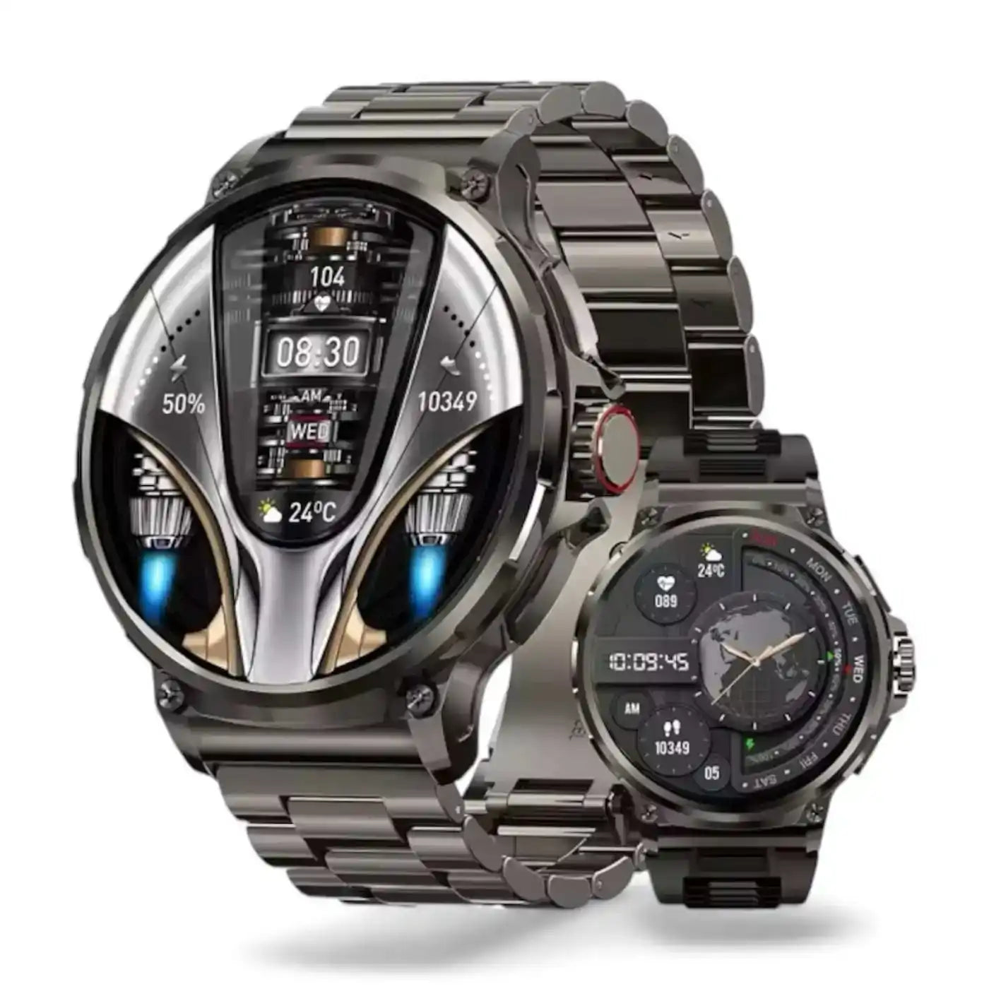 TUTT Military Smartwatch For Men | Metal Case  HD 1.85'' Large Round Screen | 710mah Battery Health & Fitness Smart Watch (3) Straps  V69