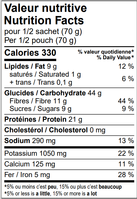 Chili sans limite - 2 portions par sachet