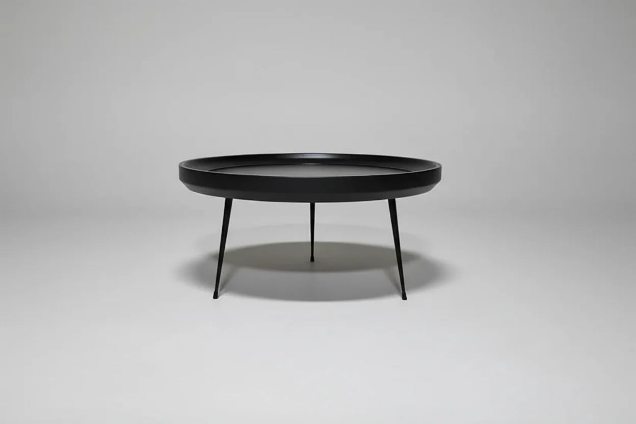 Table à Café ronde en bois de manguier fini noir