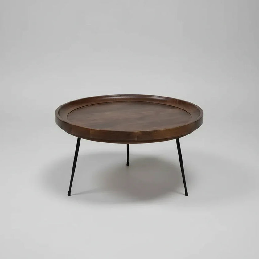 Table à café ronde en bois de manguier (Walnut)