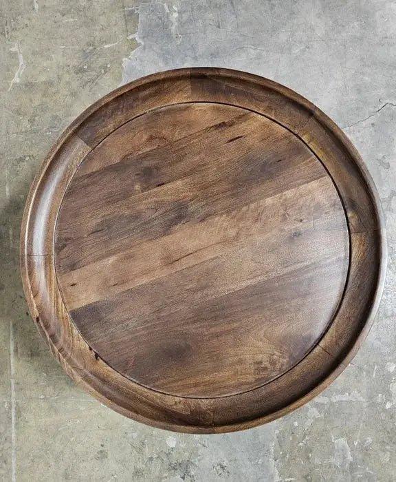 Table à café ronde en bois de manguier (Walnut)