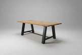 Table à diner industrielle style Établie patte en acier noir mat avec plateau en Bois de Manguier