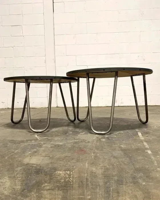 Tables basses en bois de manguier patte en épingle ensemble de 2