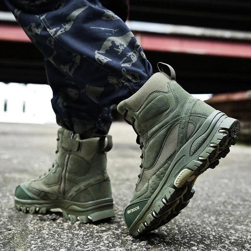 Men’s Lace-Up Tactical Boots – Black, Beige & Army Green, Sizes 39–47